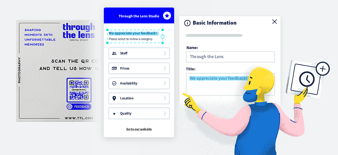 De vragen en informatie op de QR-code voor feedback kunnen op ieder moment worden bewerkt